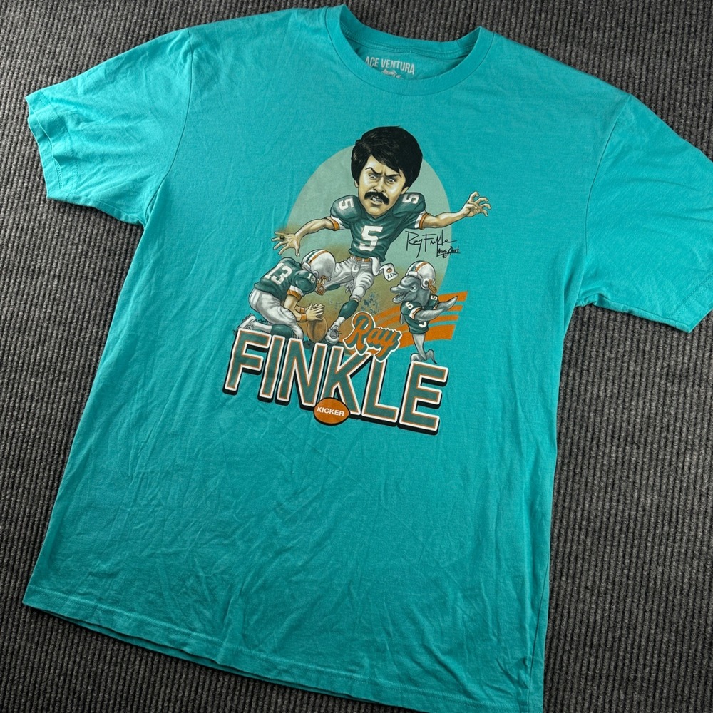 RSVLTS Ace Ventura Ray Finkle T-Shirt Mens 2XL Teal Blue Graphic Movie Tee